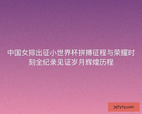 中国女排出征小世界杯拼搏征程与荣耀时刻全纪录见证岁月辉煌历程