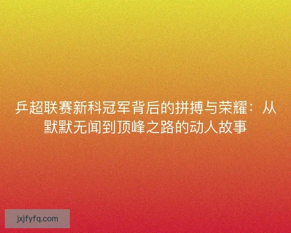 乒超联赛新科冠军背后的拼搏与荣耀：从默默无闻到顶峰之路的动人故事