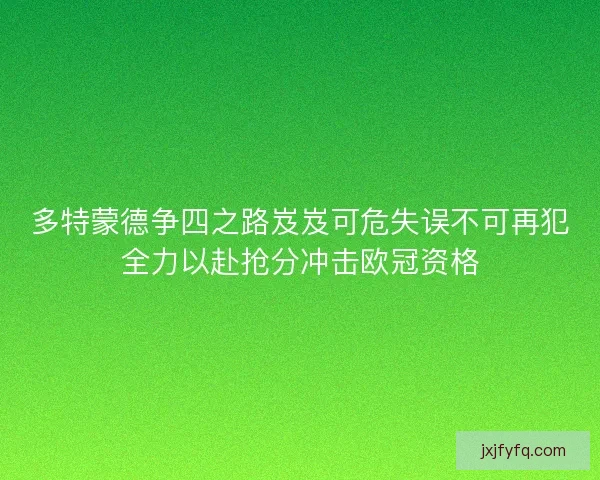 多特蒙德争四之路岌岌可危失误不可再犯全力以赴抢分冲击欧冠资格