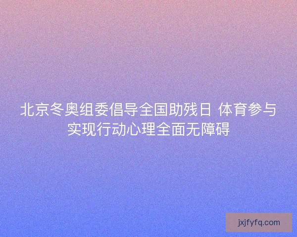北京冬奥组委倡导全国助残日 体育参与实现行动心理全面无障碍