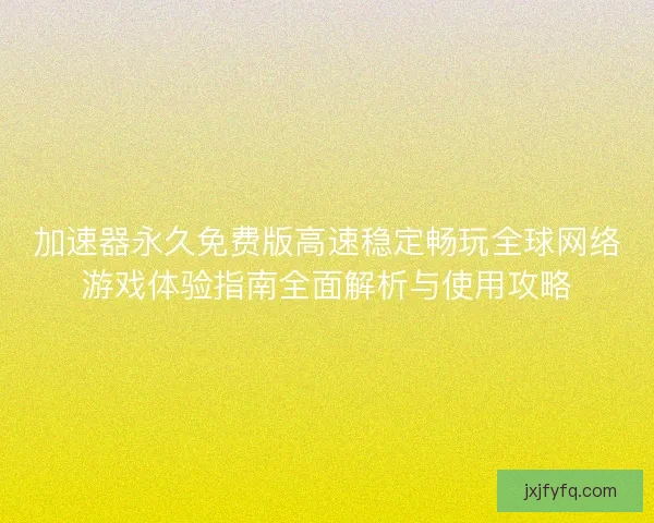 加速器永久免费版高速稳定畅玩全球网络游戏体验指南全面解析与使用攻略