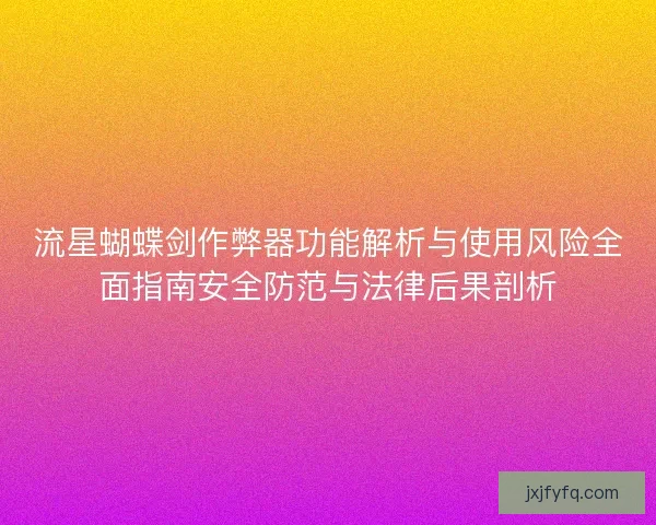 流星蝴蝶剑作弊器功能解析与使用风险全面指南安全防范与法律后果剖析